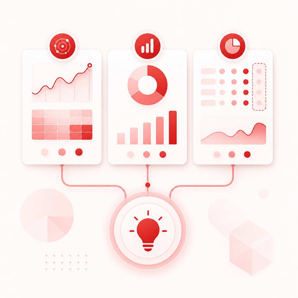 Abstract workflow showing content gaps turning into high-potential video ideas.