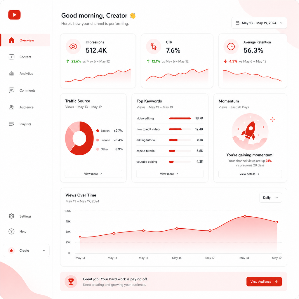 Illustration representing YouTube channel insights for niche testing.