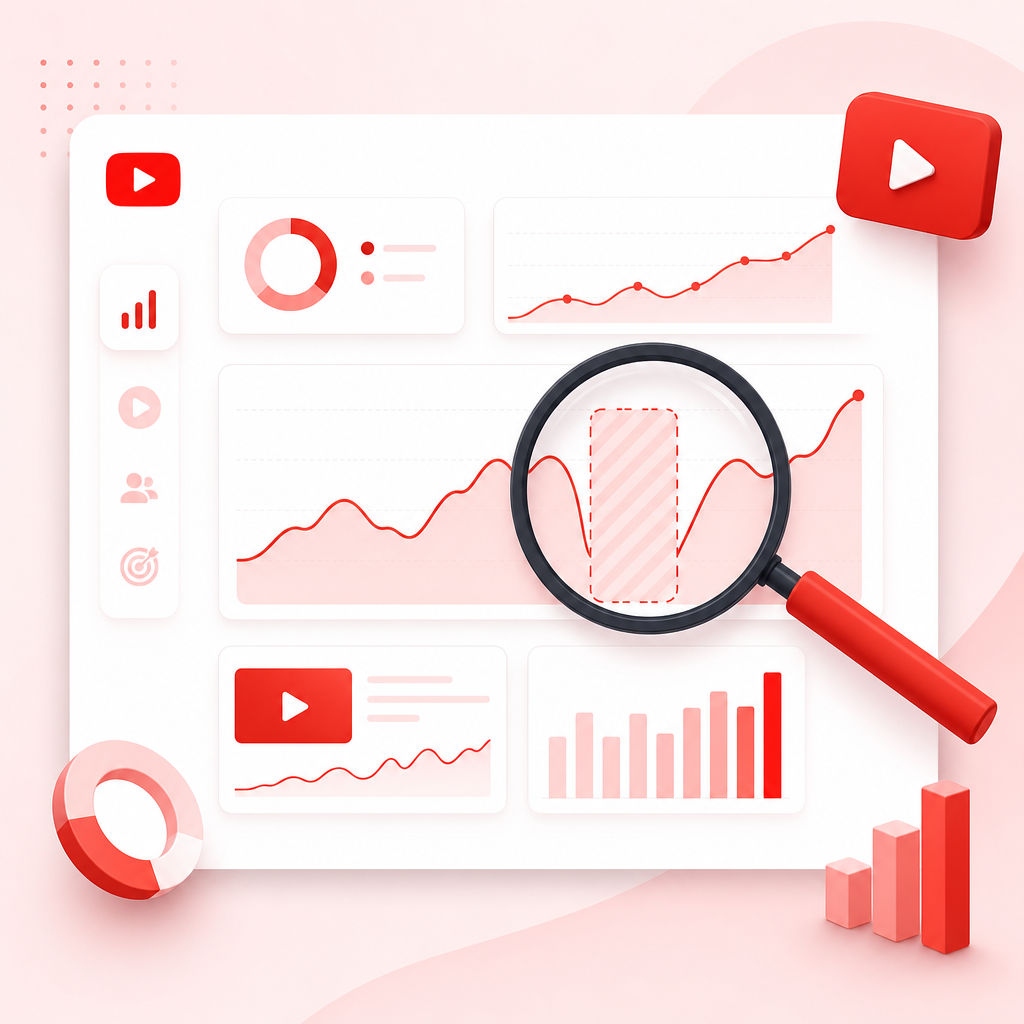 Illustration of content gap discovery for YouTube video ideas using analytics and real-time trend signals.