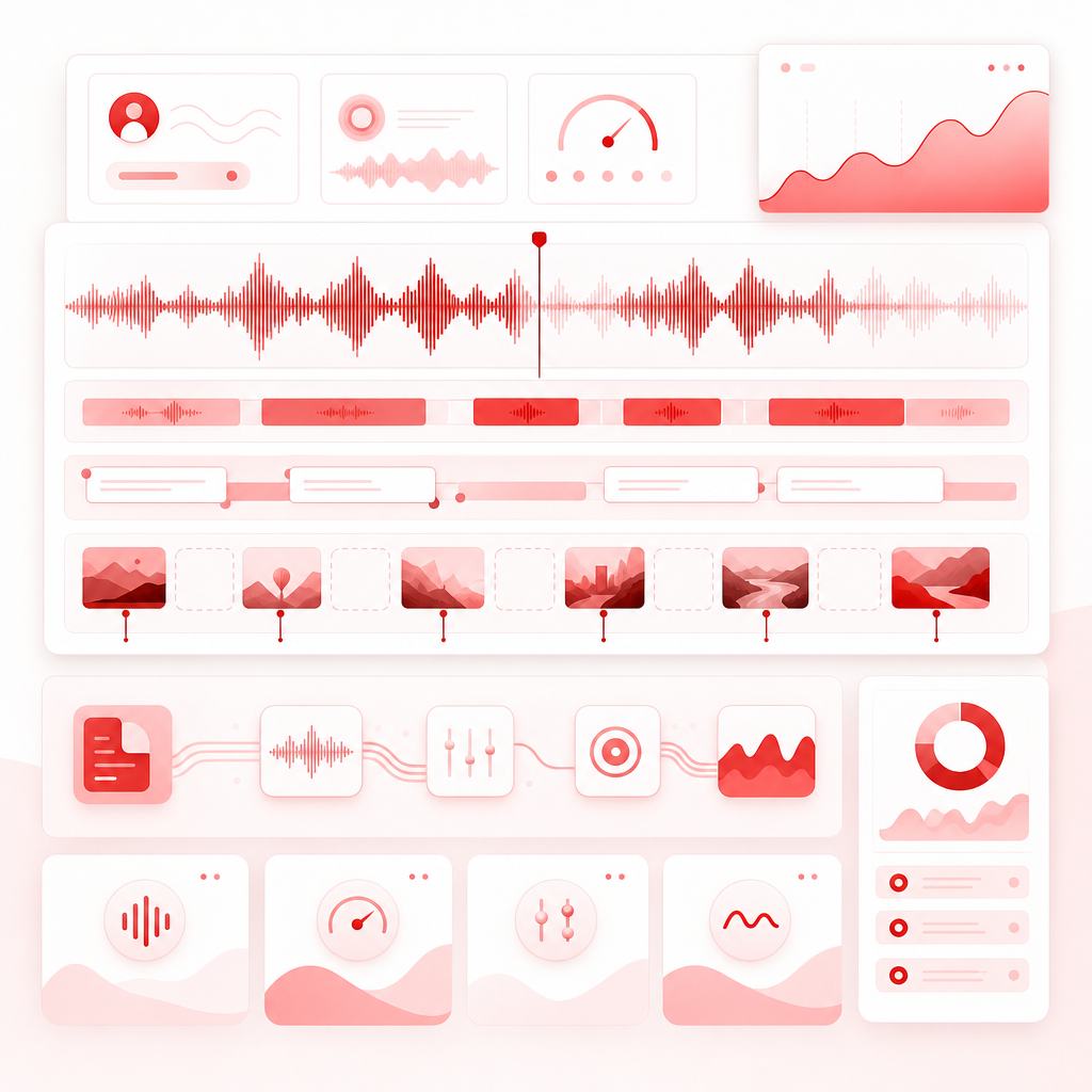Dashboard illustration for text to speech pacing and faceless video narration planning