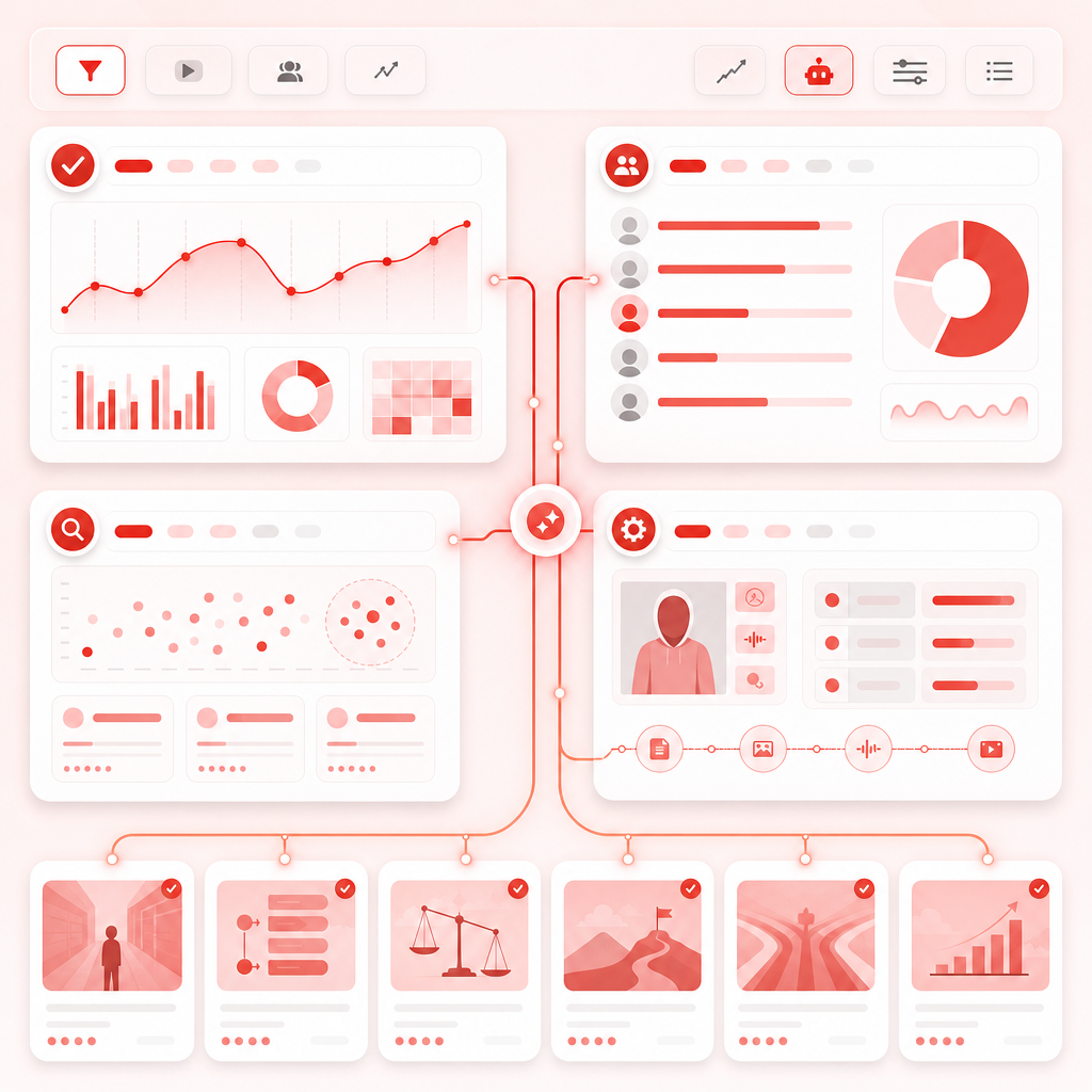 Content gap research dashboard with trend, competition, gap, and feasibility panels.