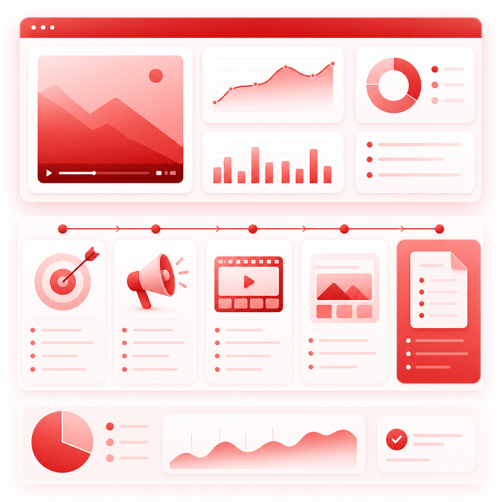 Clean modular dashboard illustration representing a video planning framework.