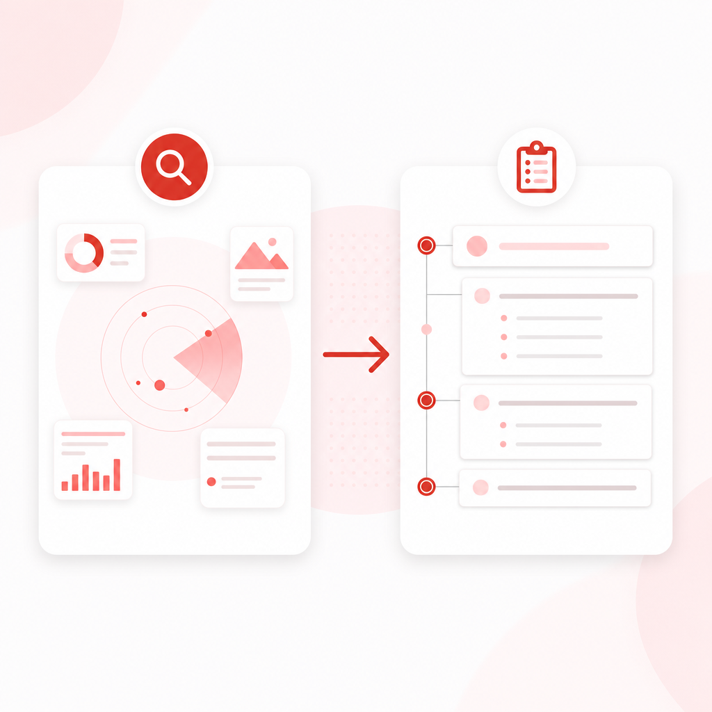 Illustration showing the GapTube.ai to GapCoach workflow from research to upload plan.