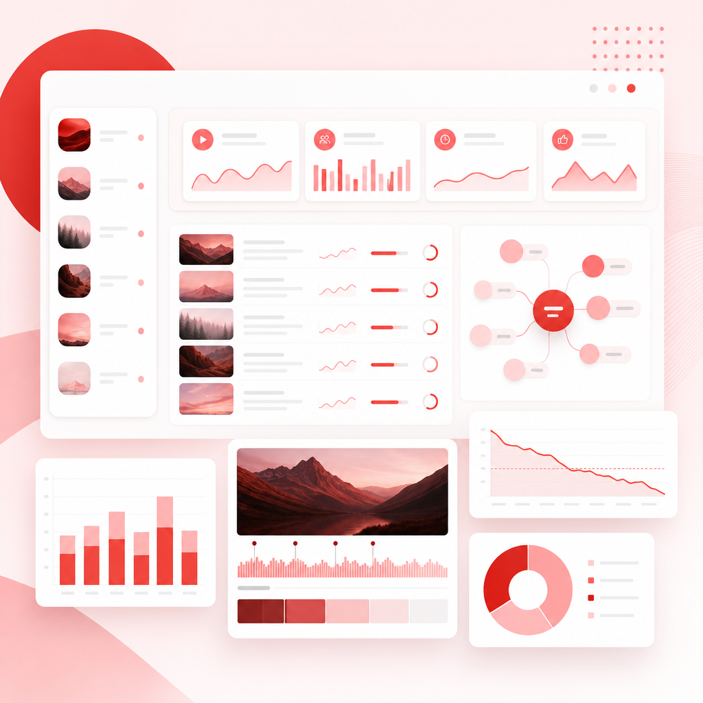 Abstract multi-channel analytics dashboard visuals for GapTube.ai