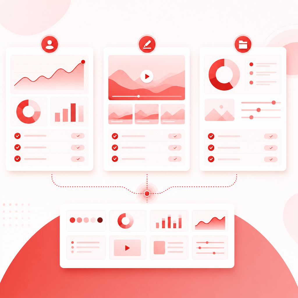 Abstract role-based panels and shared pattern library illustration