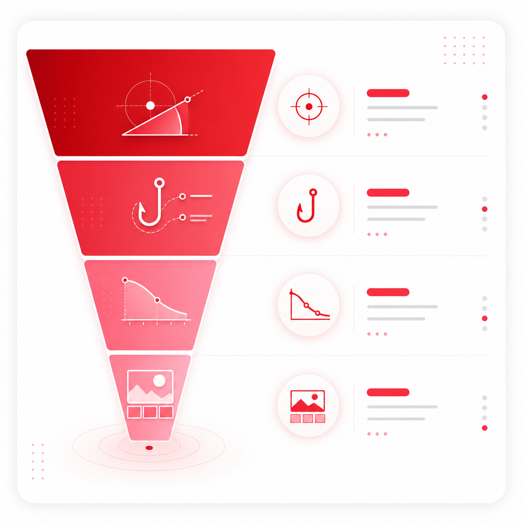 Illustration of the four-part system for turning strategy into YouTube attention and retention.