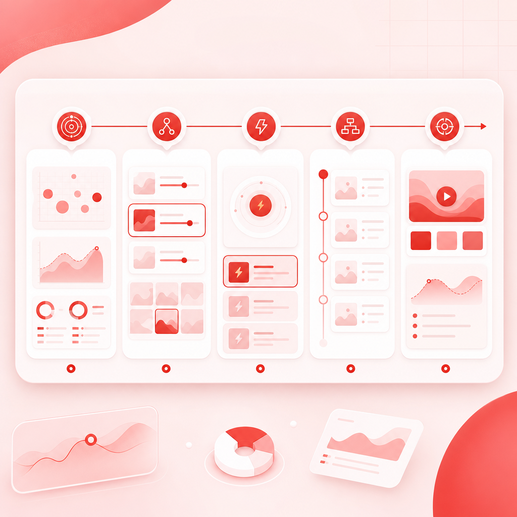 Five-step dashboard workflow for turning a content gap into a planned YouTube video.