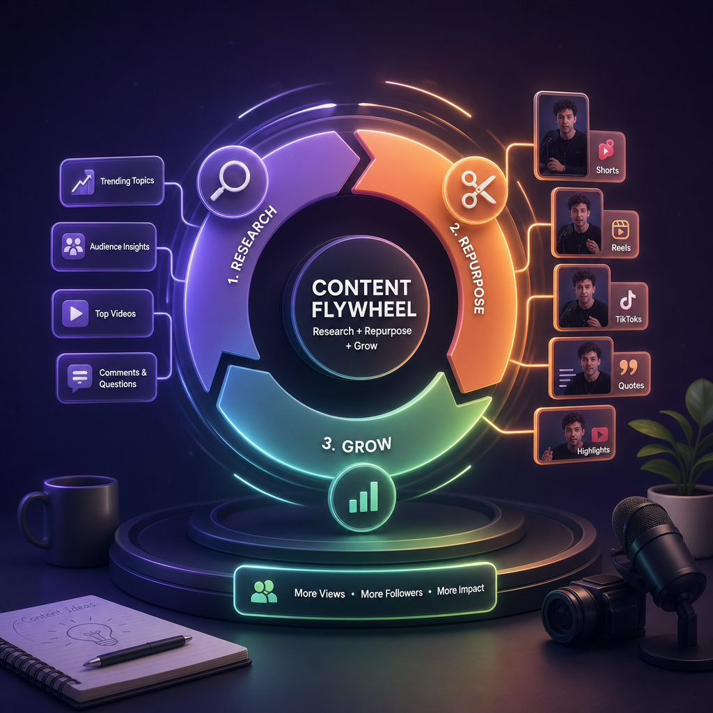 The Best Content Flywheel for Creators: Research + Repurpose
