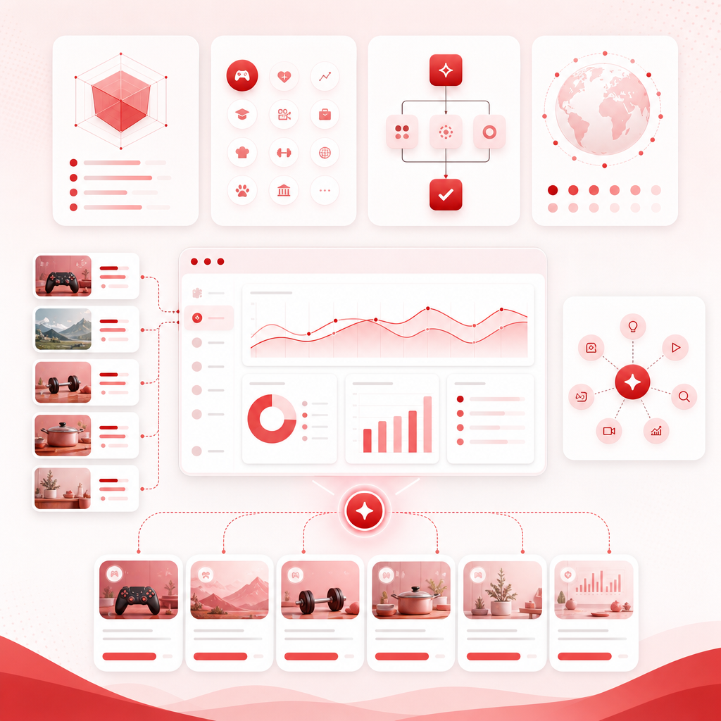 Multi-niche automation illustration showing standardized idea evaluation and faster planning workflow.