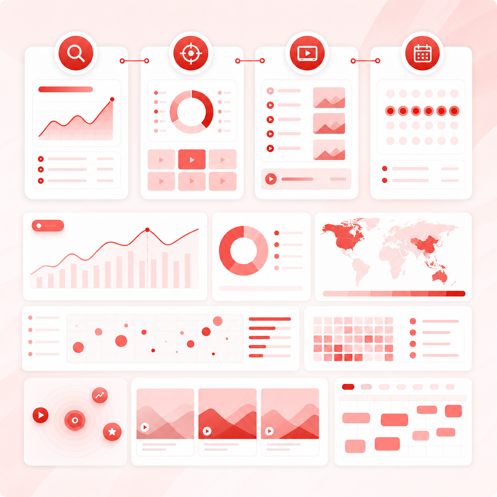 Trend-to-video framework dashboard with connected research, gap, idea, and planning modules.