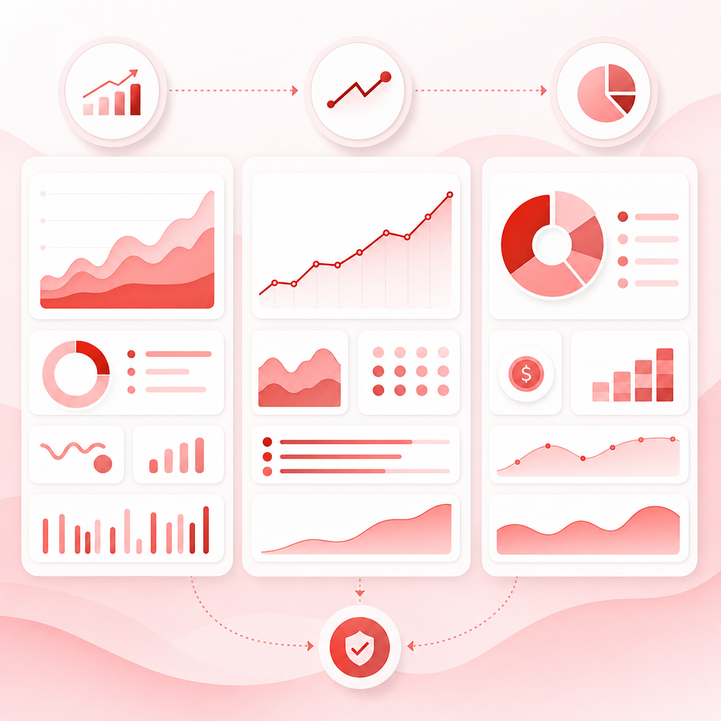 Abstract analytics dashboard illustrating demand, momentum, and monetization likelihood signals.