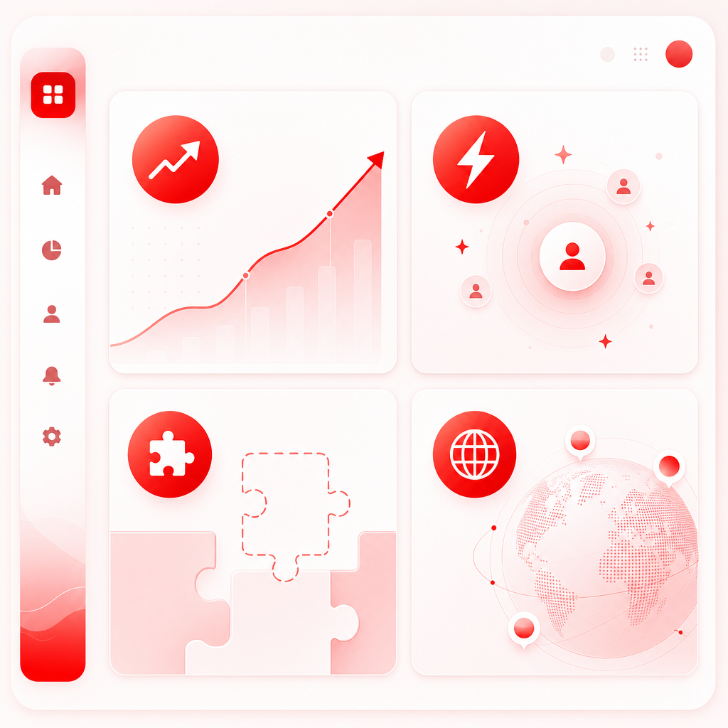 Illustration of channel insights signals like momentum, engagement, content gaps, and multi-language expansion.
