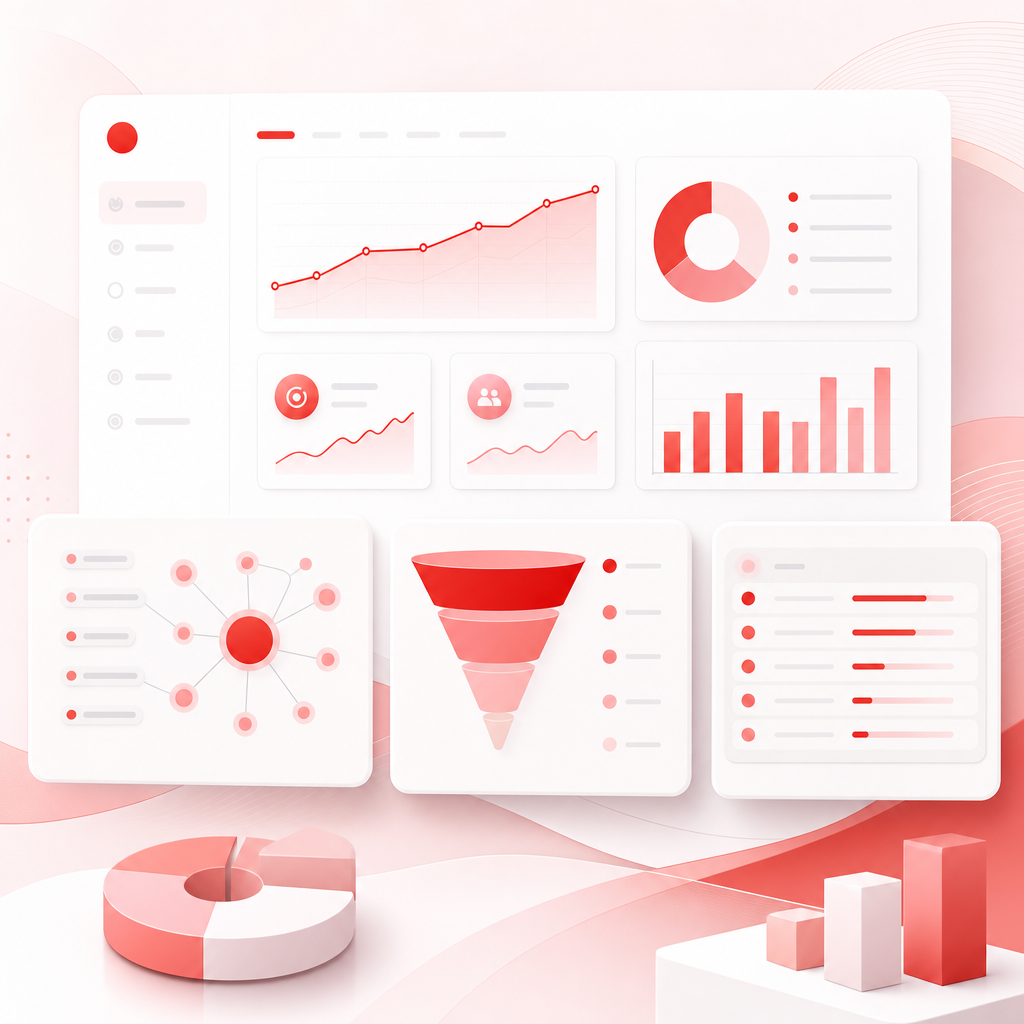 Abstract analytics dashboard illustration representing YouTube SEO strategy for personal finance and tax content.