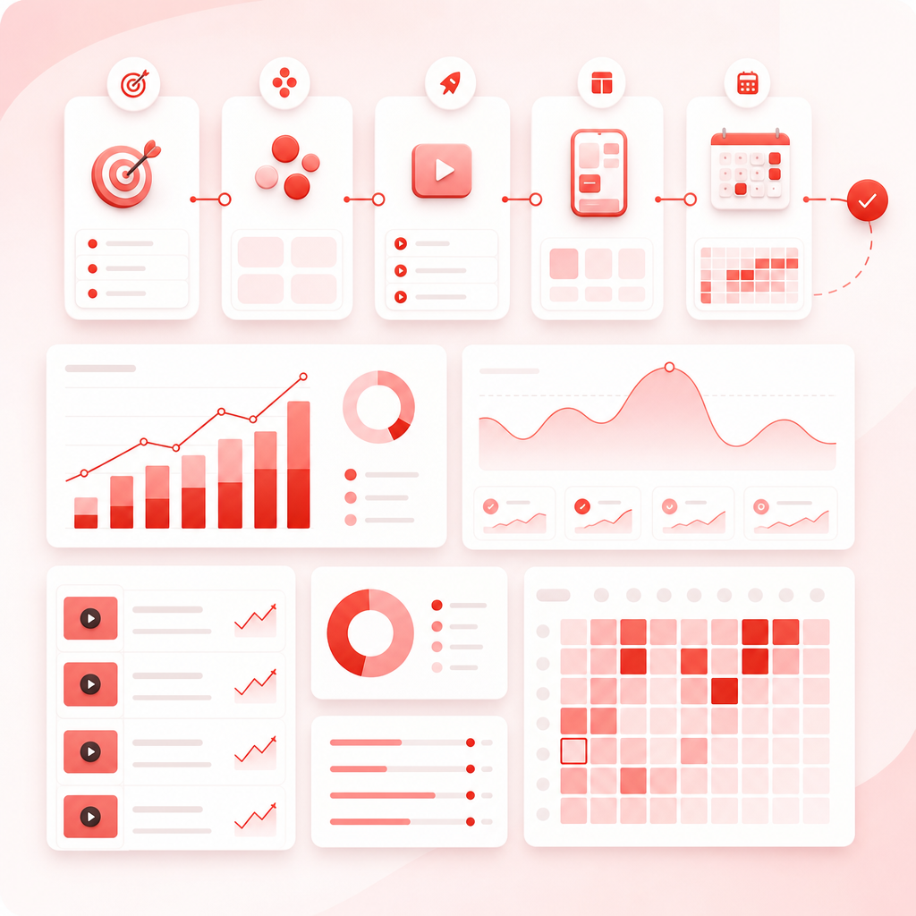 Workflow dashboard illustration for sorting Shorts outcomes and finding repeatable winning patterns.