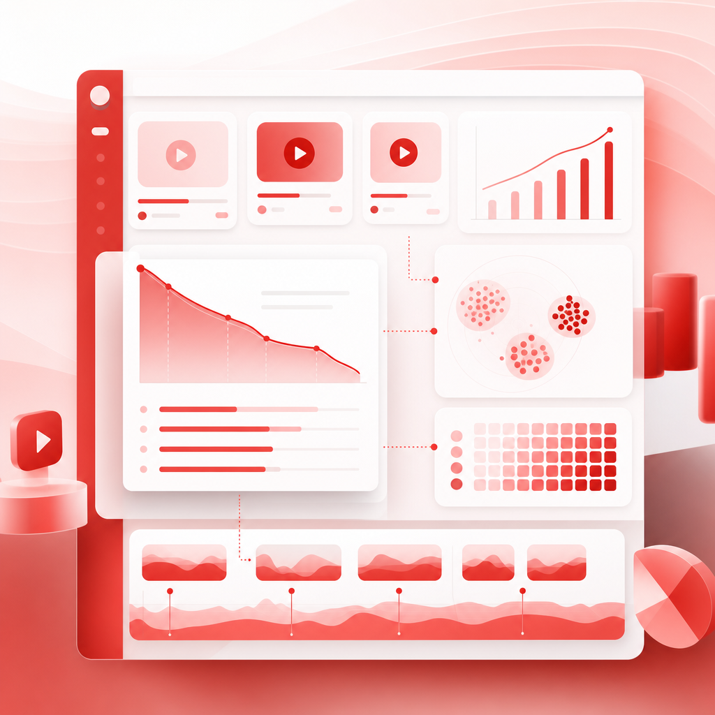 Dashboard illustration showing Shorts performance patterns across audience, hooks, and retention signals.