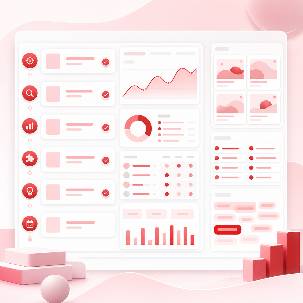 Abstract onboarding and setup interface representing the quick setup steps for GapTube.ai.