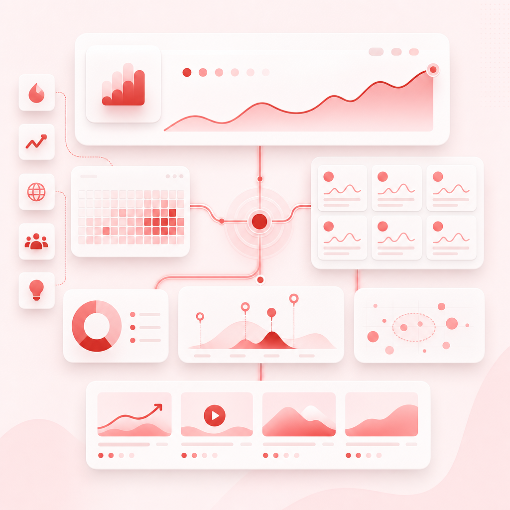 Abstract dashboard illustration representing YouTube trend and content gap discovery for GapTube.ai.