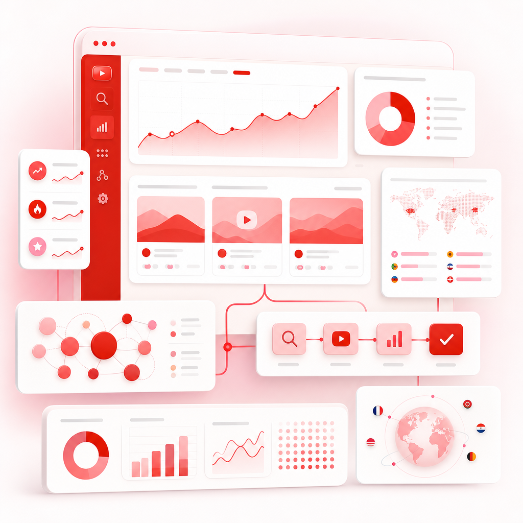 Automated dashboard illustration for discovering YouTube content gaps and video opportunities