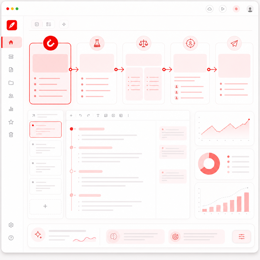 Illustration of a data-backed YouTube video writing structure with a clear step-by-step workflow.