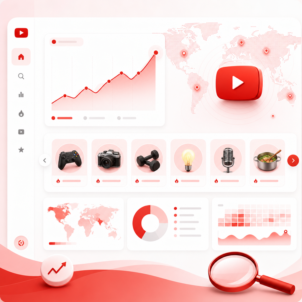 Illustration representing discovering proven YouTube trends across niches, languages, and regions.