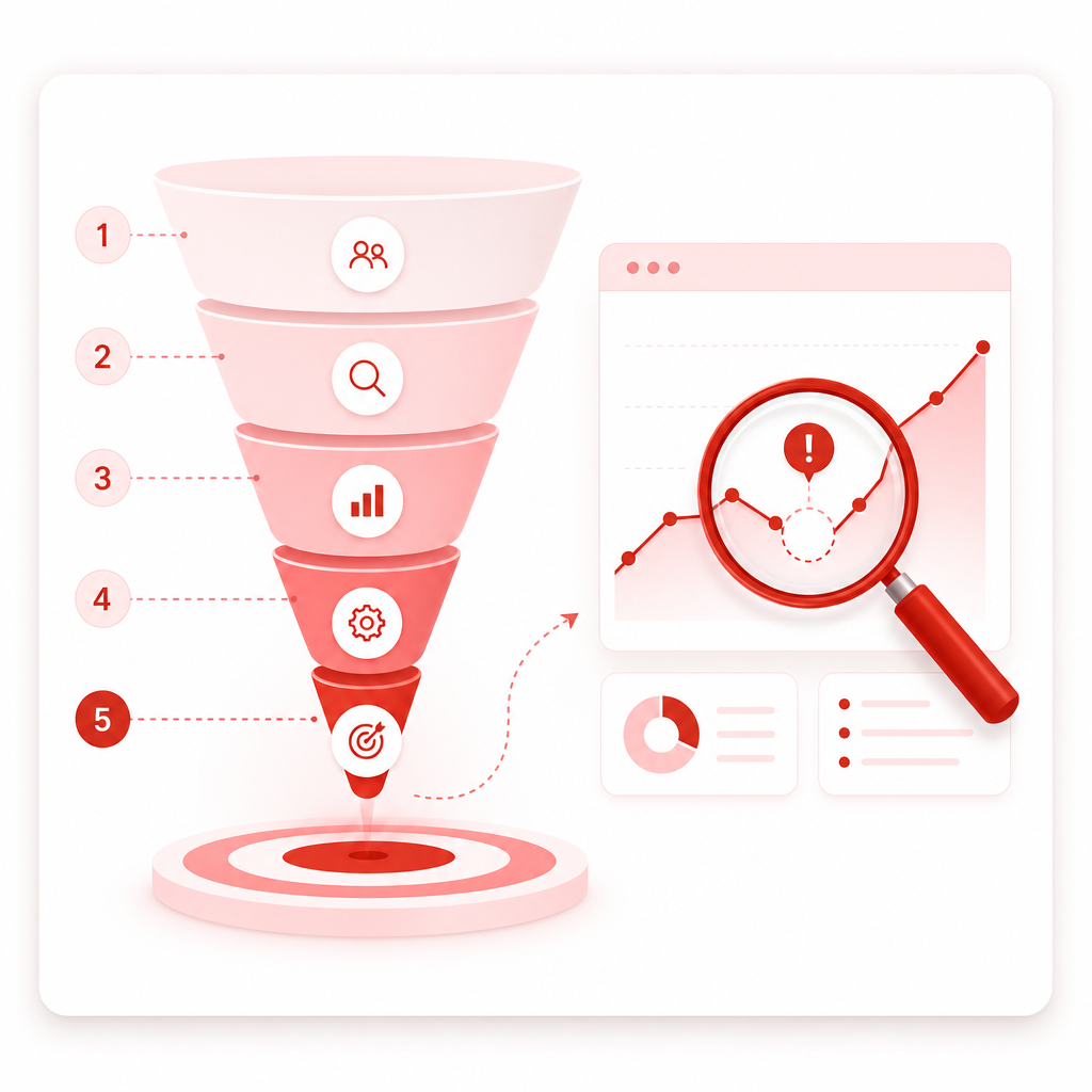 Illustration showing a five-step content discovery workflow, including trend scanning and identifying content gaps.