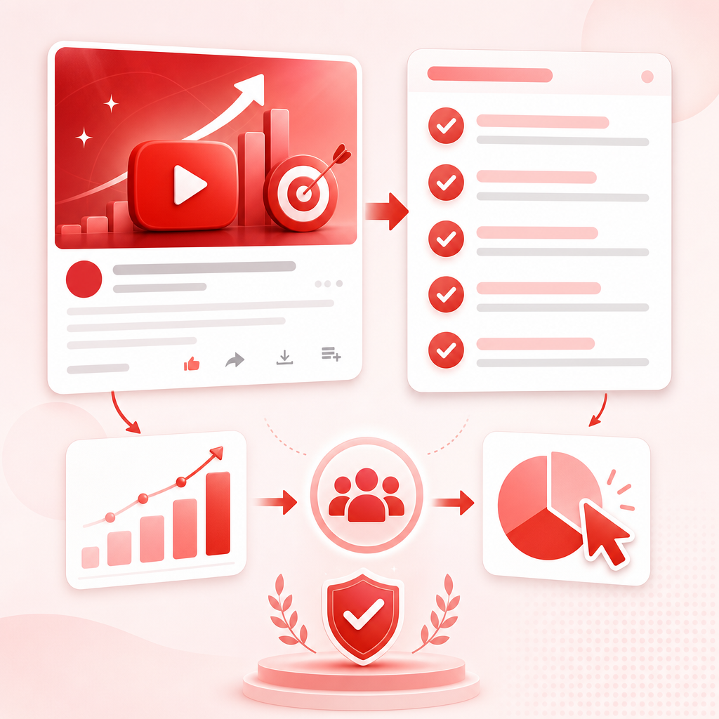 Illustration representing non-spammy YouTube SEO tips like titles, descriptions, and trust disclosure.