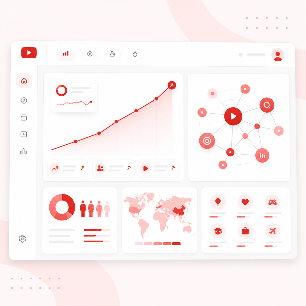Modern illustration representing YouTube market research signals for content opportunities.