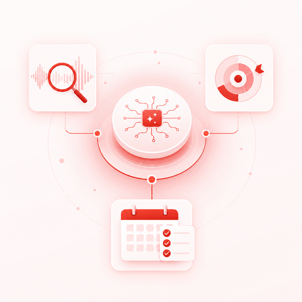 Illustration representing AI-assisted research, ideation, and smarter content planning.